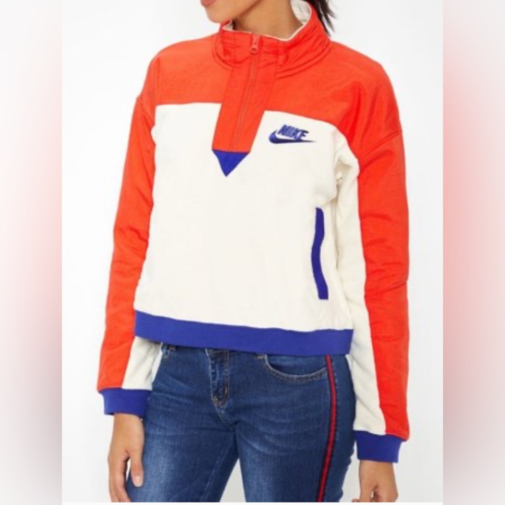Nike Orange and Cream Pullover with Blue Details